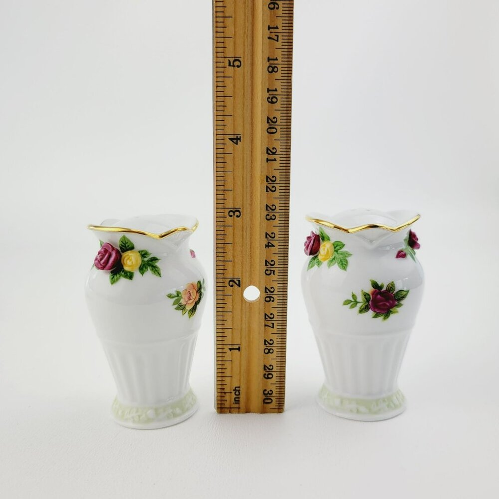 Royal Albert 3 Piece Salt, Pepper & Tray Set, Old County Roses, Hard to Find - Picture 10 of 12